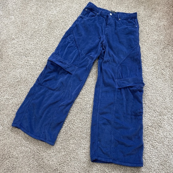 Urban outfitters extra wide cordory blue wide legged cargo pants size 27 - Picture 2 of 4